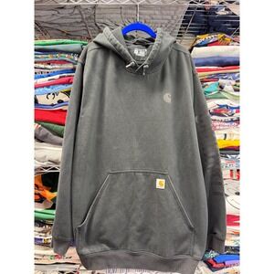Carhartt Mens 2X Loose Fit Graphic Sleeve Hoodie Faded Black Workwear Sweatshirt